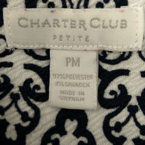 Charter Club Blue and White 3/4-Sleeve Top - Picture 8 of 9